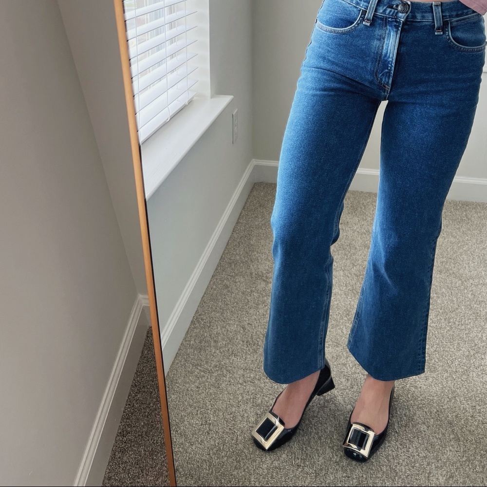 🍉RAG & BONE High Rise Straight Stretchy Jeans Crop Medium Wash Blue - Picture 16 of 16